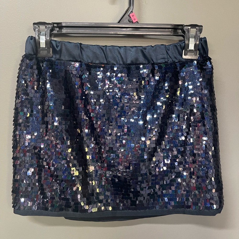 Navy blue sequin mini skirt